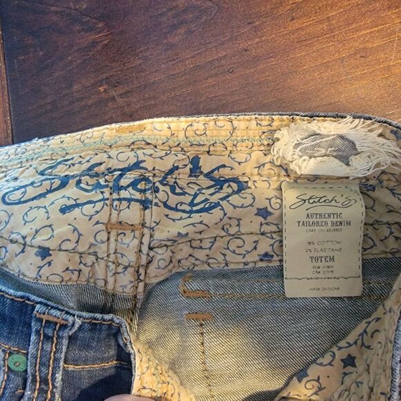 Stitch's Jeans Womens Distressed Skinny SZ 25 or 0 Totem Pants Medium Wash - Picture 5 of 5